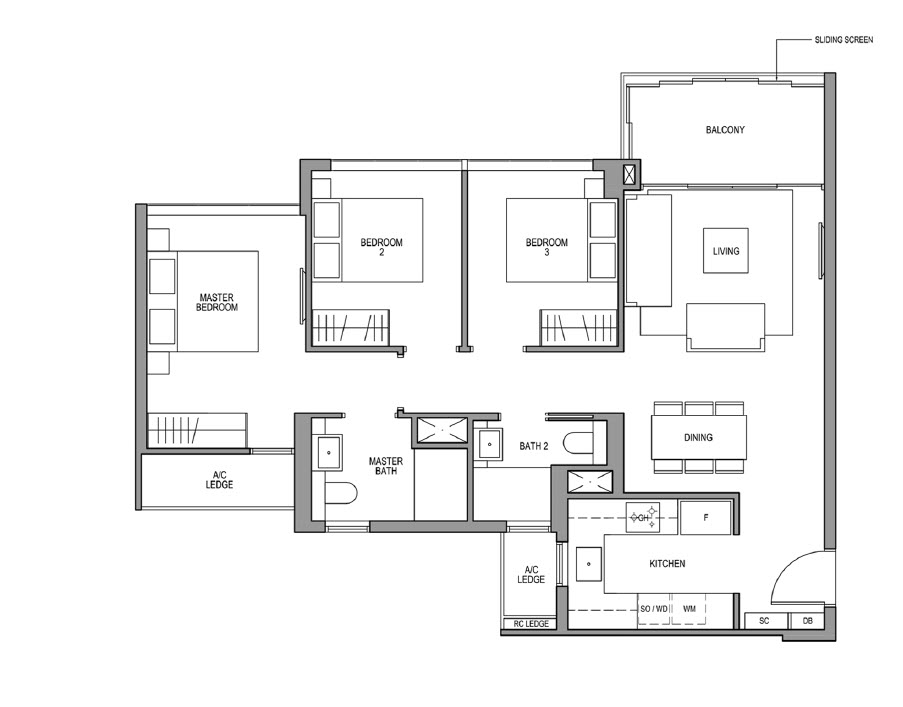 3 Bedroom Floor Plan Martin Modern